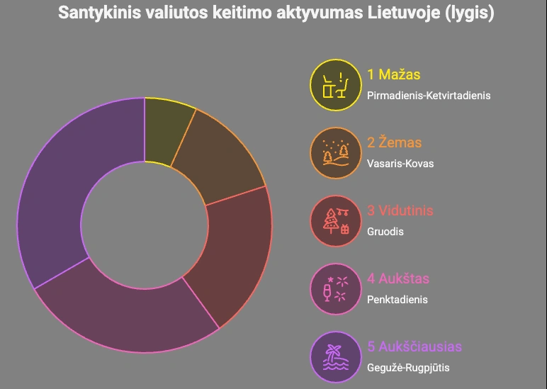 Kada žmonės dažniausiai keičia valiutą Lietuvoje